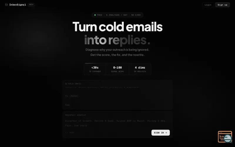 Screenshot of InboxSignal