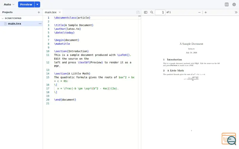 Screenshot of Latex.to, a launch using VueUse