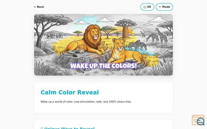 Screenshot of Calm Color Reveal