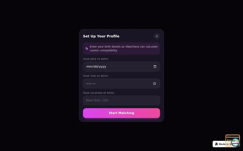 Screenshot of VibeCheck