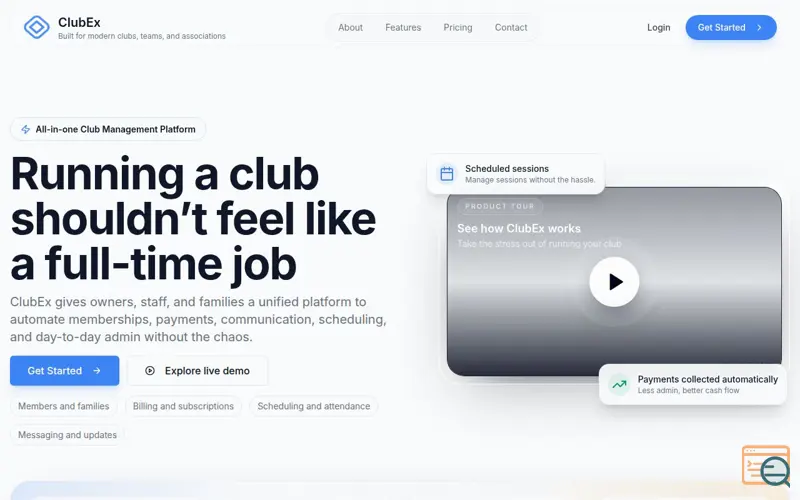 Screenshot of ClubEx