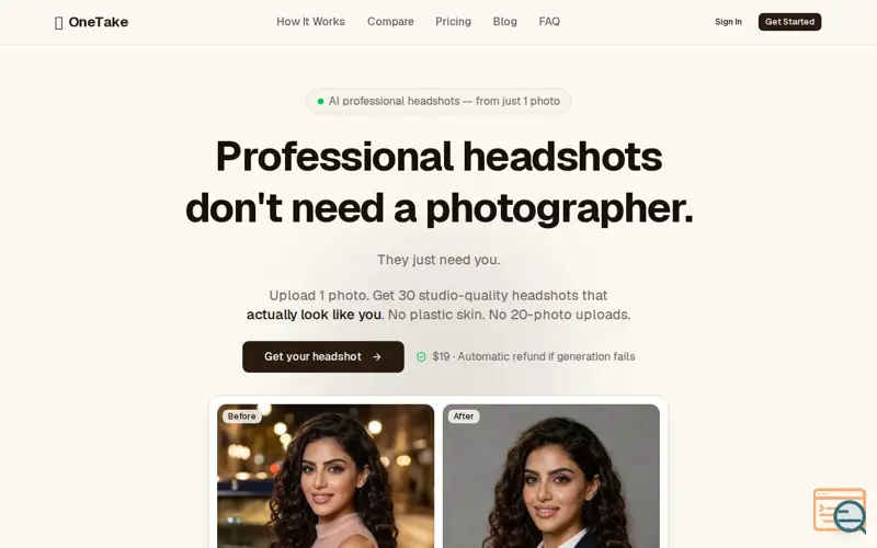 Screenshot of OneTake