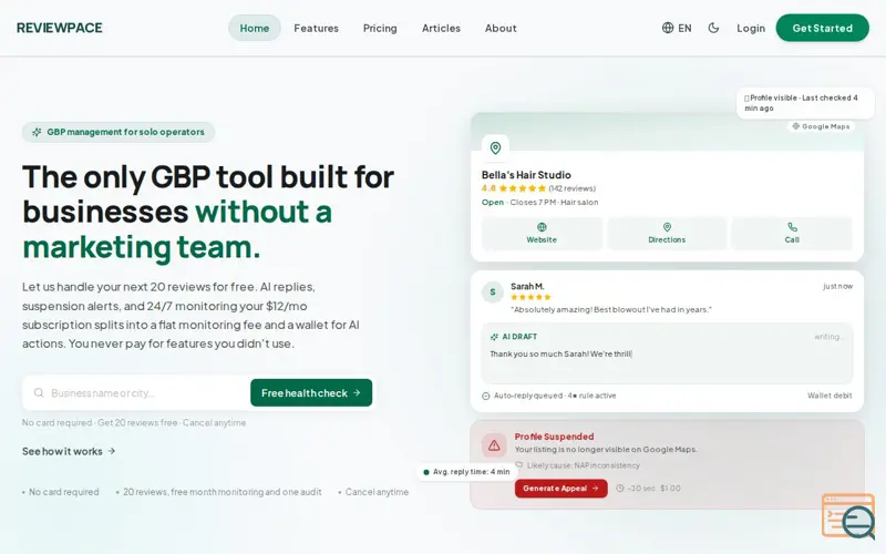 Screenshot of ReviewPace