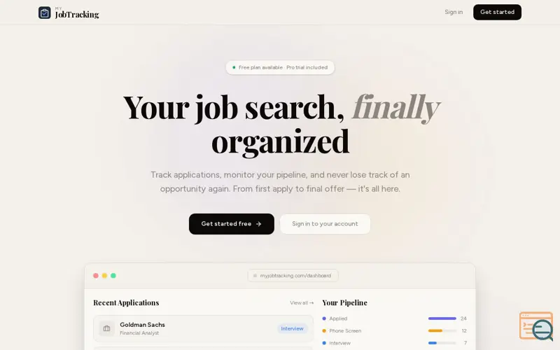 Screenshot of My Job Tracking