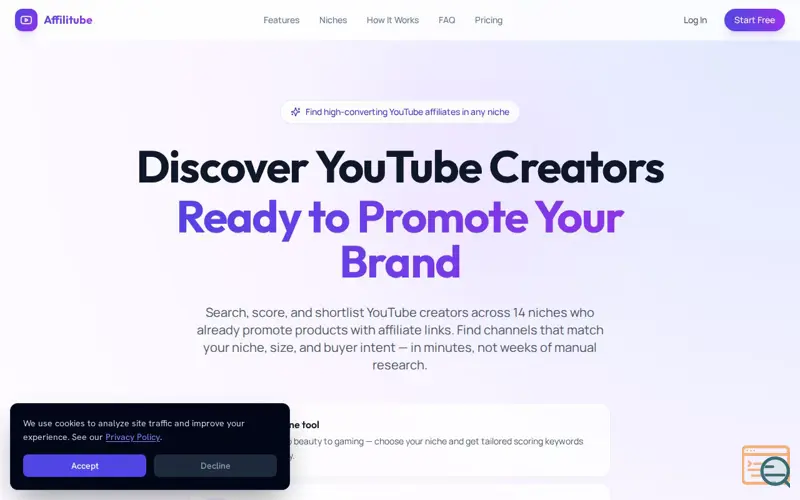Screenshot of Affilitube