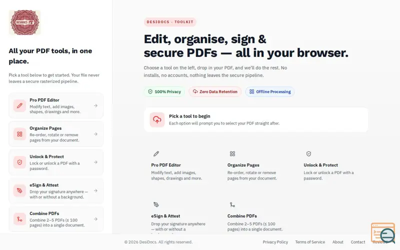 Screenshot of DesiDocs