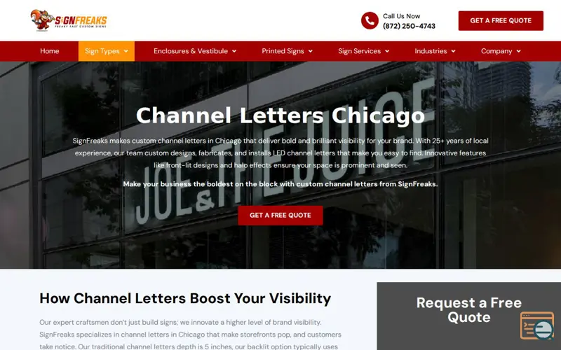 Screenshot of Channel Letters Chicago