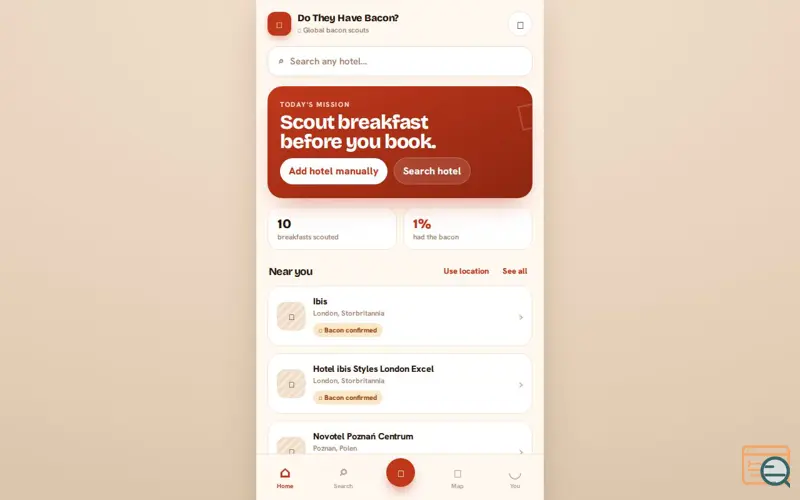 Screenshot of Do They Have Bacon?