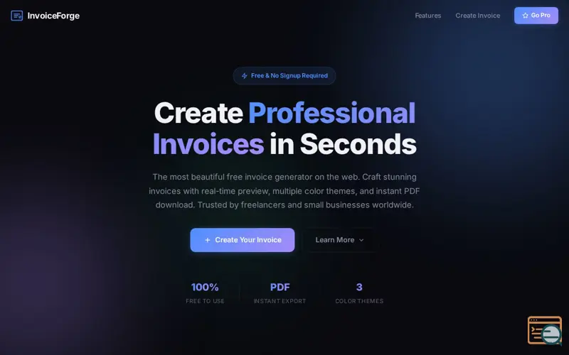 Screenshot of InvoiceForge