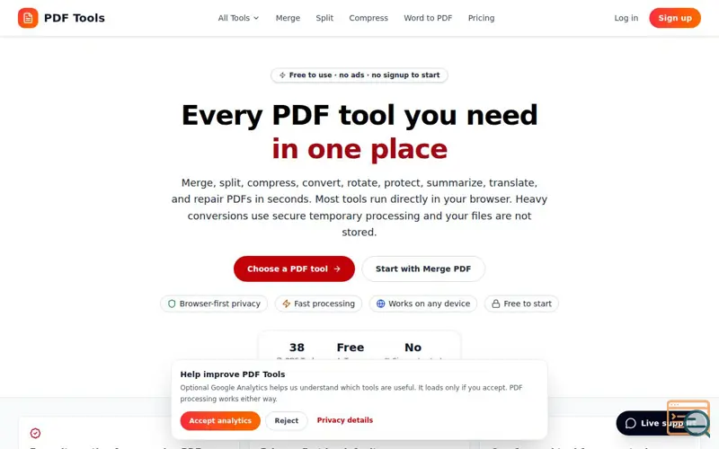 Screenshot of PDF Tools
