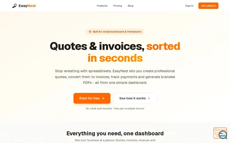 Screenshot of EasyNest