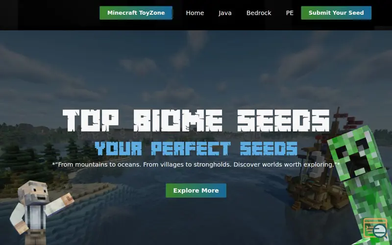 Screenshot of TopBiomeSeeds