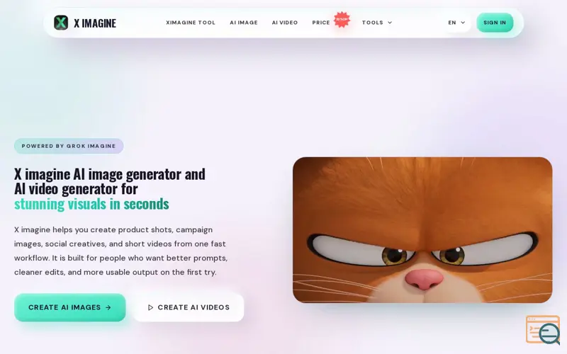 Screenshot of X IMAGINE AI IMAGE GENERATOR