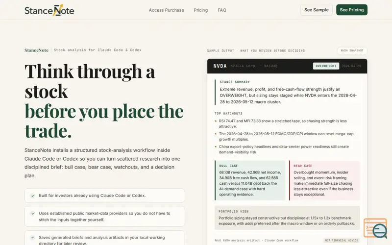 Screenshot of StanceNote
