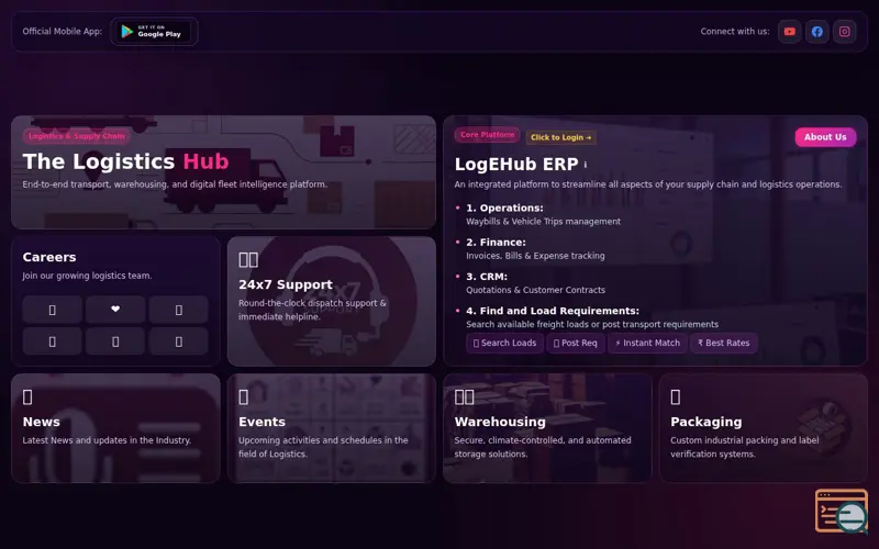 Screenshot of Logistics Hub