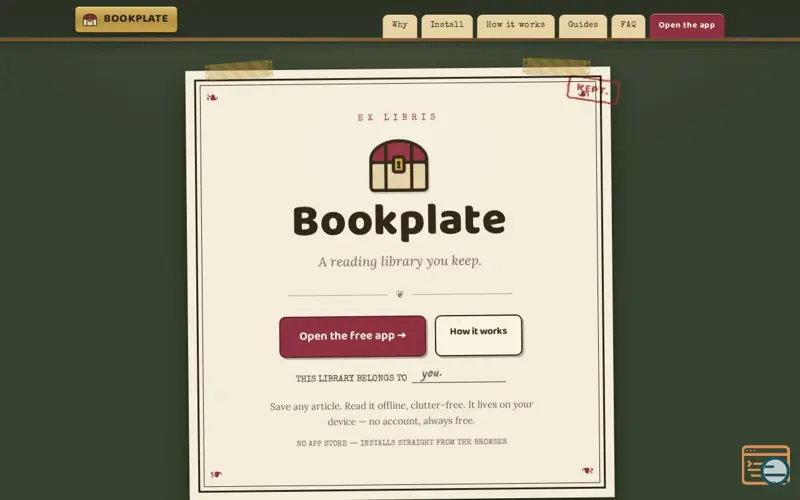 Screenshot of Bookplate
