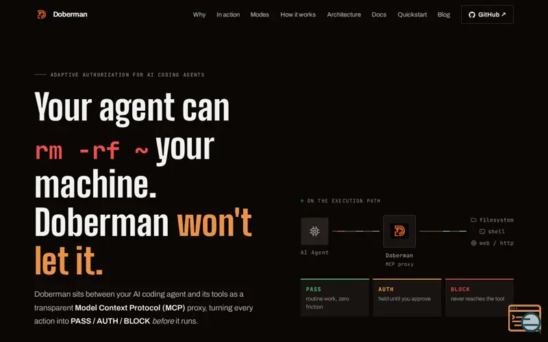 Screenshot of Doberman — Adaptive Authorization for AI Coding Agents