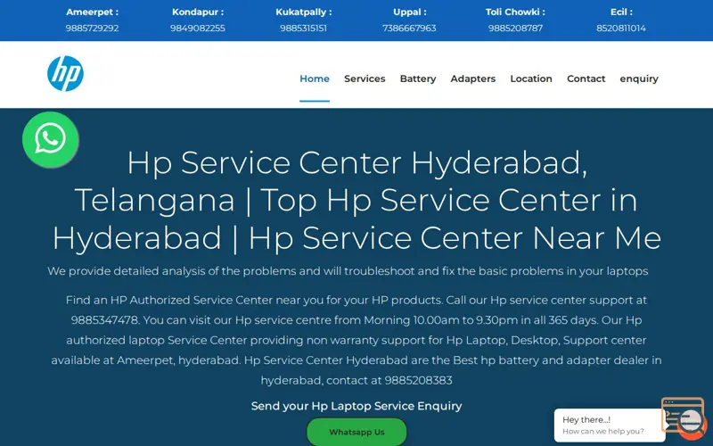 Screenshot of Hp Service Center Hyderabad