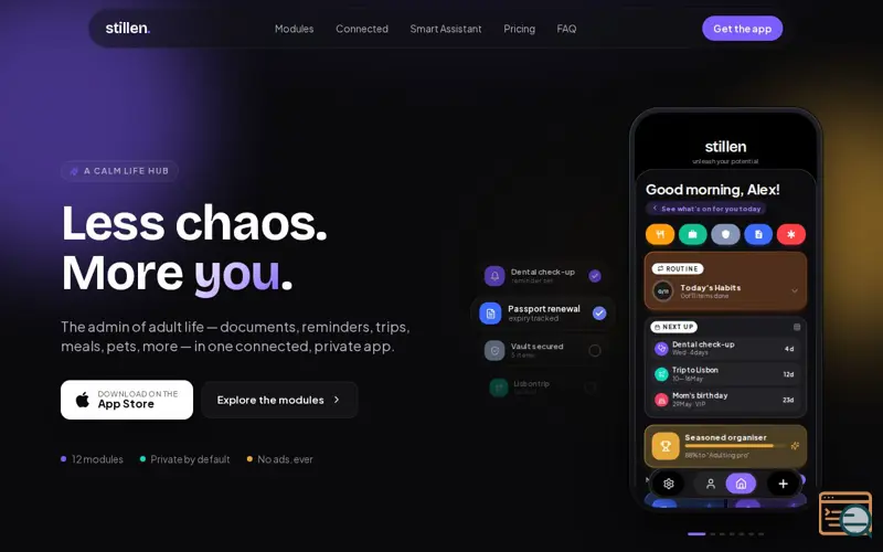 Screenshot of Stillen - Less chaos, more you. 