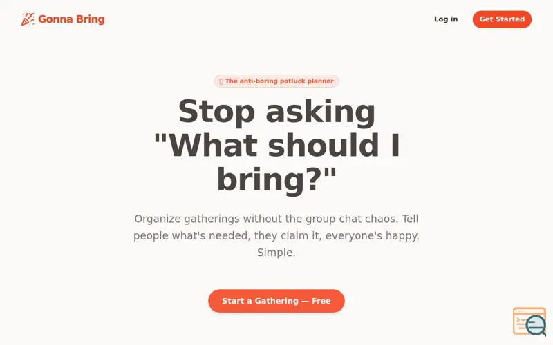 Screenshot of GonnaBring