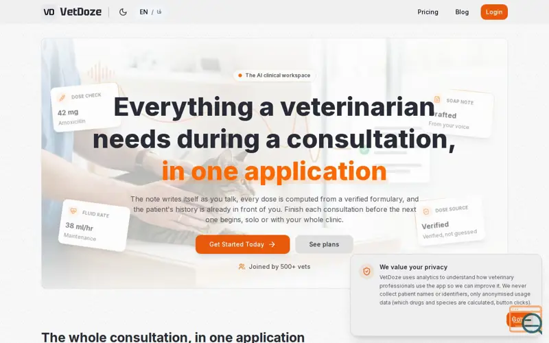 Screenshot of VetDoze