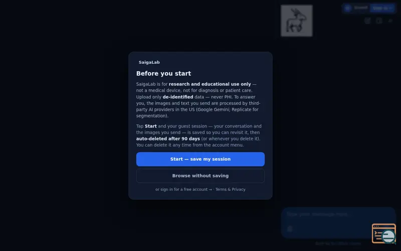 Screenshot of SaigaLab