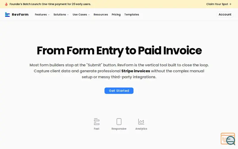 Screenshot of RevForm - The Straightforward Form