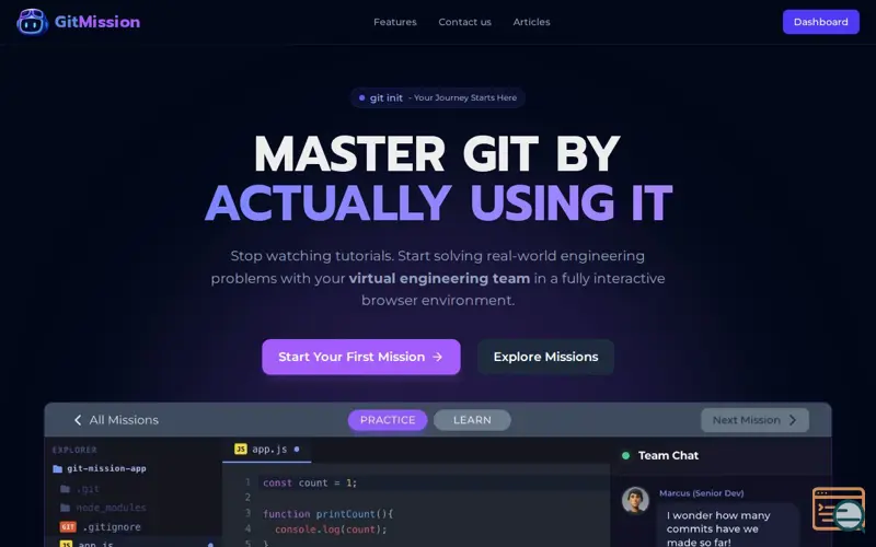 Screenshot of GitMission
