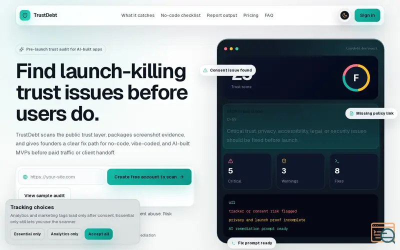 Screenshot of TrustDebt