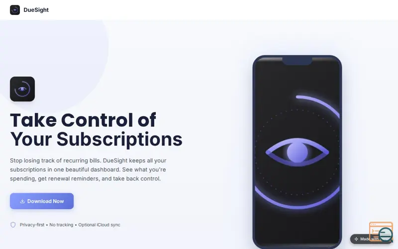 Screenshot of DueSight – Private Subscription Tracker