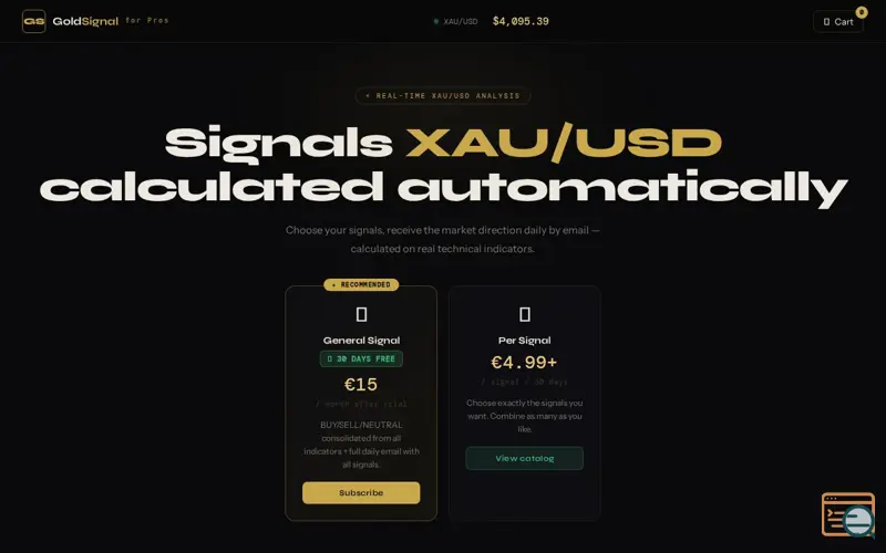 Screenshot of GoldSignal Pro
