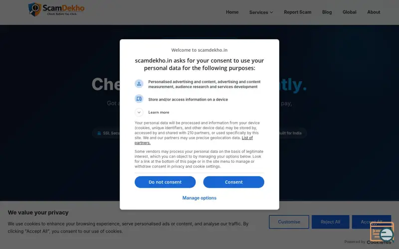Screenshot of ScamDekho