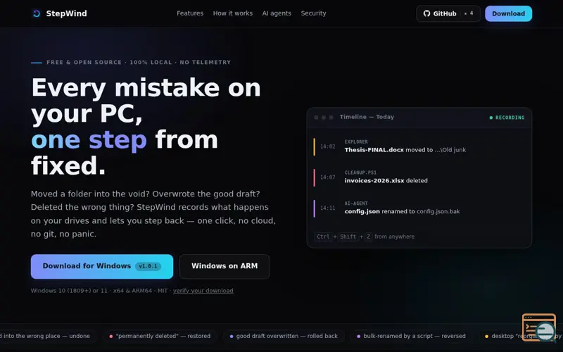 Screenshot of StepWind