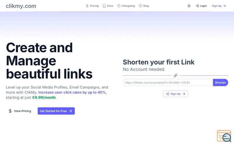 Screenshot of ClikMy URL Shortener