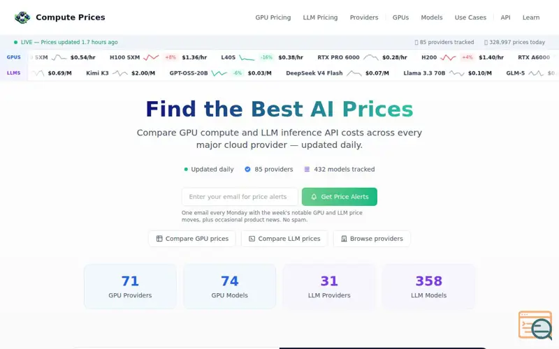 Screenshot of Compute Prices