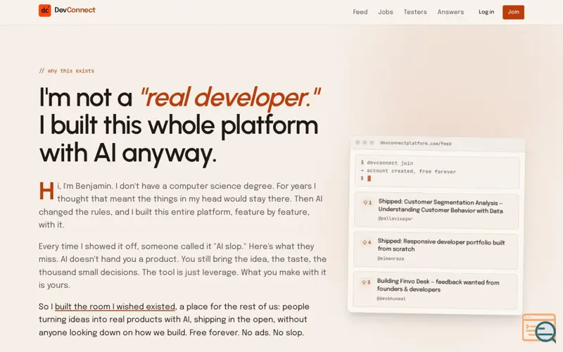 Screenshot of DevConnect