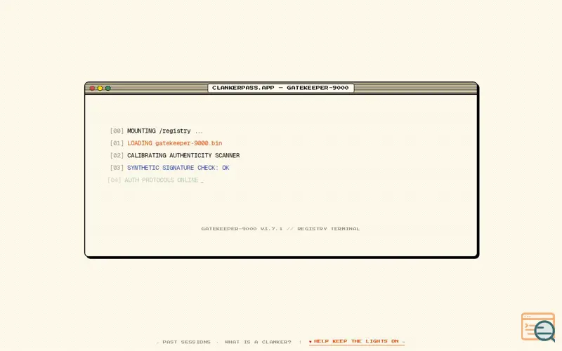 Screenshot of ClankerPass