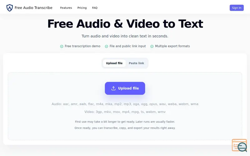 Screenshot of Free Audio Transcribe