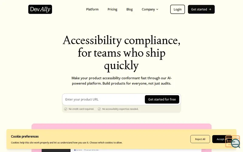 Screenshot of DevAlly, a launch using NameBright Email