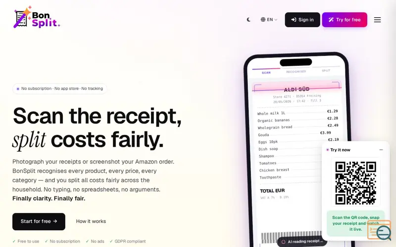 Screenshot of BonSplit