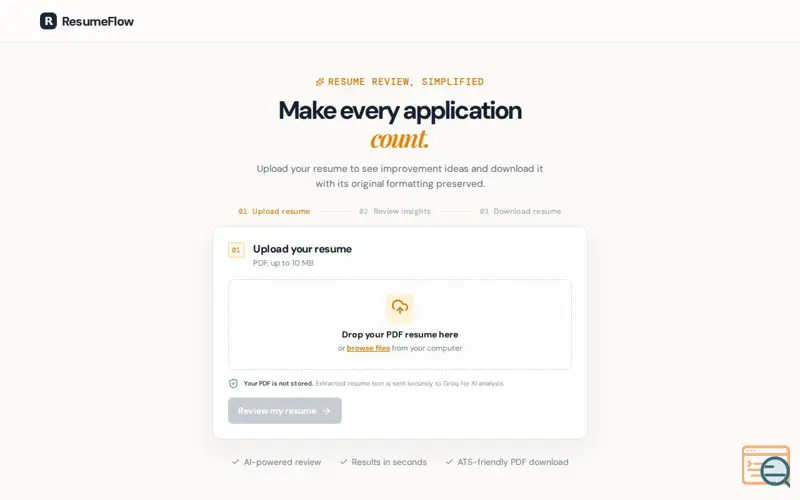 Screenshot of ResumeFlow