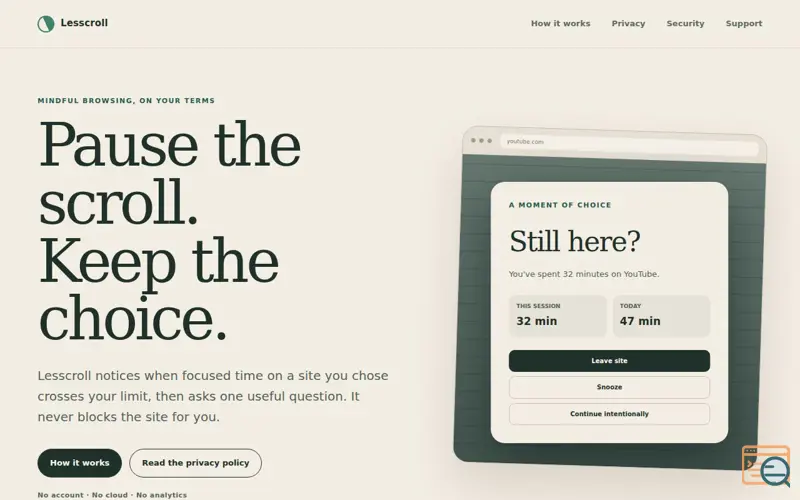 Screenshot of Lesscroll