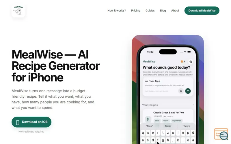 Screenshot of MealWise