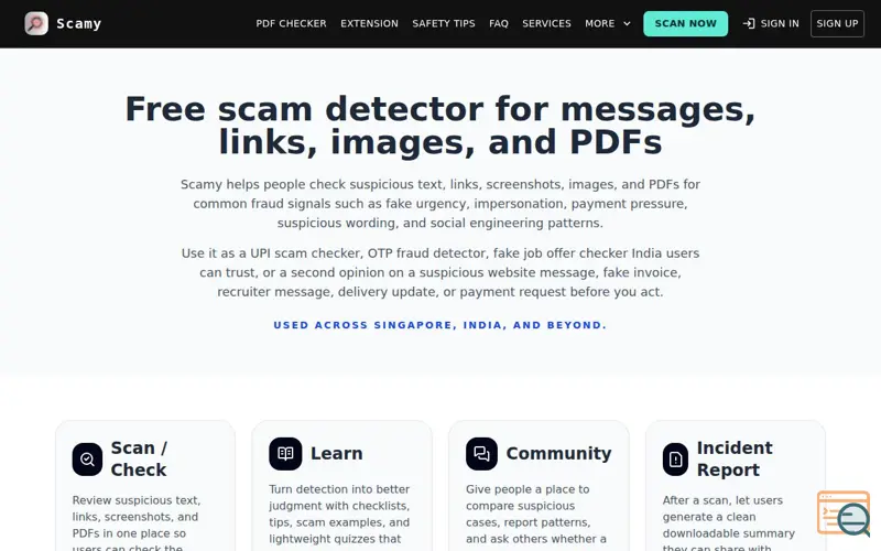 Screenshot of Free Scam Detector 