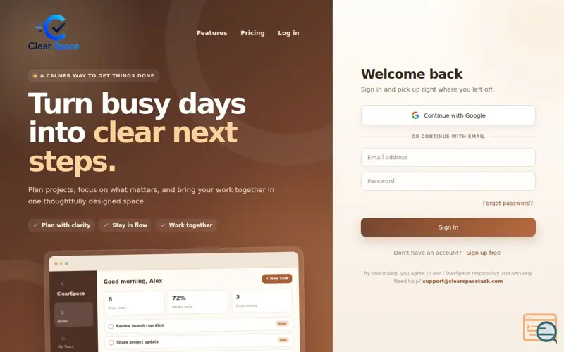 Screenshot of ClearSpace