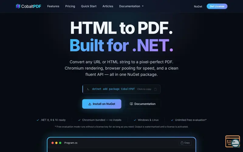 Screenshot of CobaltPDF