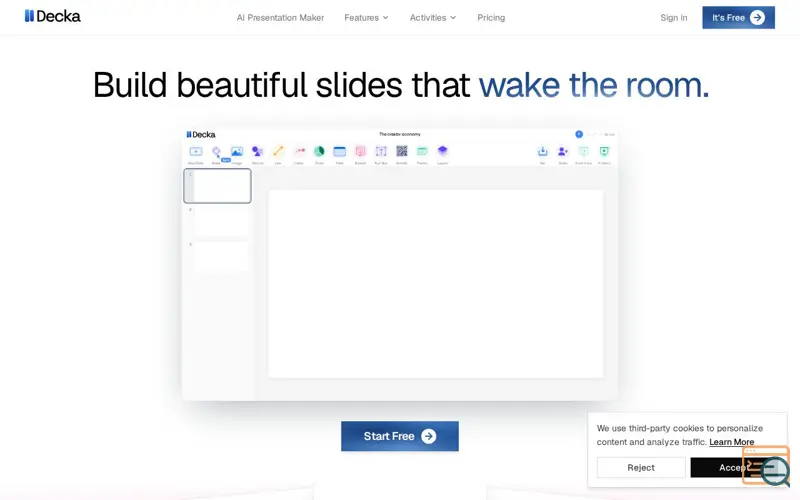 Screenshot of Beautiful interactive slides • Decka