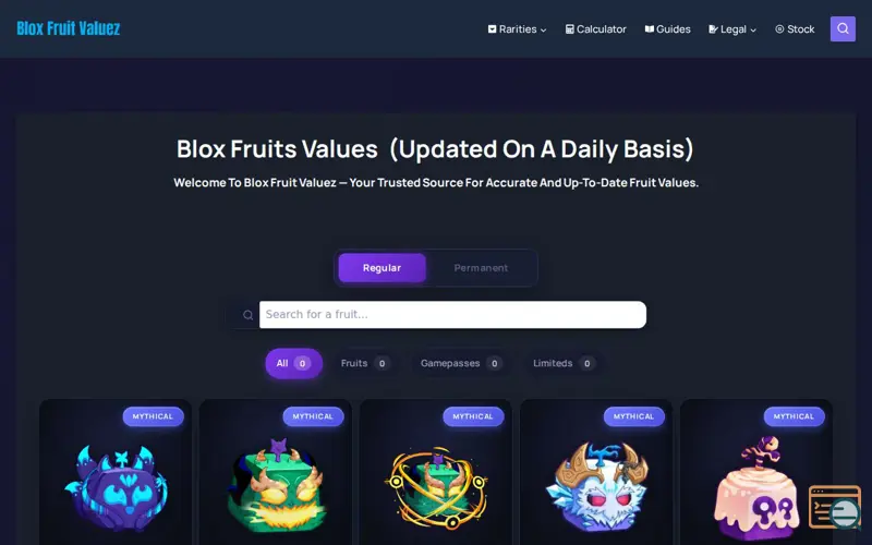 Screenshot of Blox Fruit Valuez