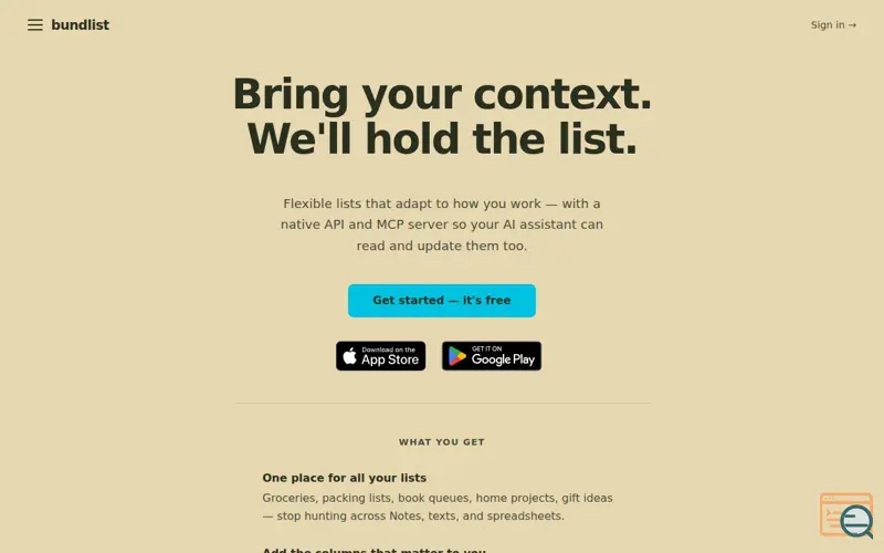 Screenshot of bundlist