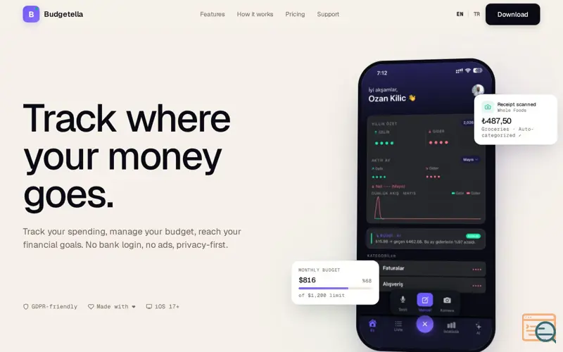 Screenshot of Budgetella